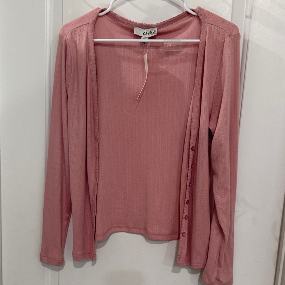 Pink Button-Up Cardigan
